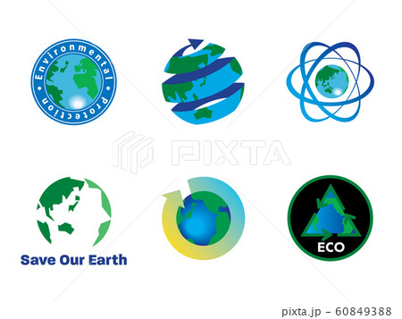 地球や環境を守るマークとアイコンのセットのイラスト素材
