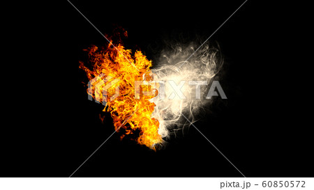 炎と煙が合体した抽象的なハートの形 60850572