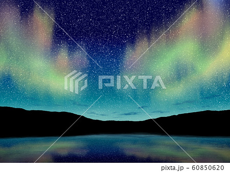 オーロラと星空のイラスト素材 60850620 Pixta