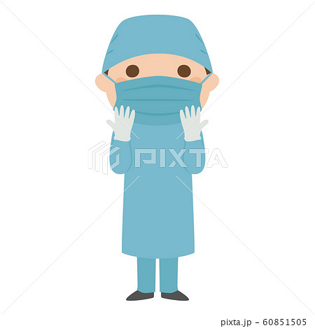 職業のイラスト。手術着を着た男性医師。 60851505