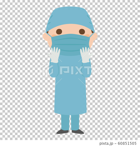 職業のイラスト。手術着を着た男性医師。 60851505