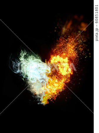 炎と煙が合体したハートの形 60851801