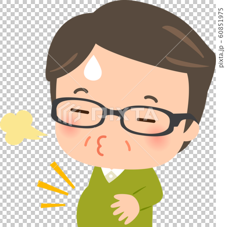 食べすぎてお腹が出た中年男性のイラスト素材