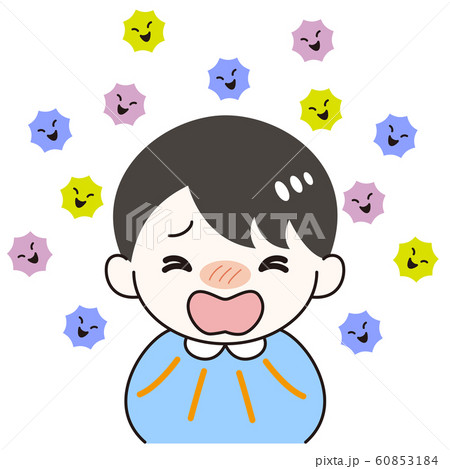 男の子　風邪　ウイルス　症状　咳　苦しい 60853184
