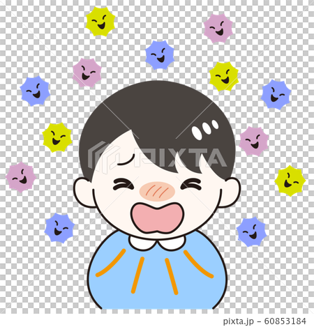 男の子　風邪　ウイルス　症状　咳　苦しい 60853184