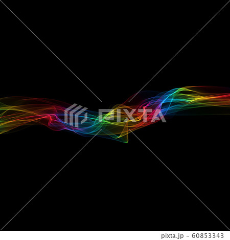 7カラーウェーブ背景ライン 黒バック 黒背景のイラスト素材