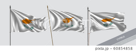 Set of Cyprus waving flag on isolated background vector illustration Set of Cyprus waving flag on isolated background vector illustration 60854858