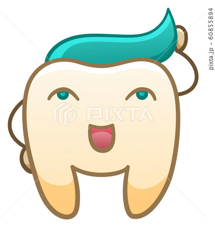 Cartoon smiling tooth with toothpaste hairstyle Cartoon smiling tooth with toothpaste hairstyle 60855894
