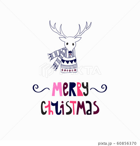 Vector Christmas Greeting Card with Deer 60856370