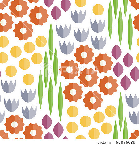 Vector Seamless Flat Pattern with Flowers Vector Seamless Flat Pattern with Flowers 60856639