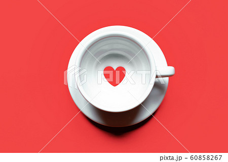 Top view of coffee cup with heart Top view of coffee cup with heart 60858267