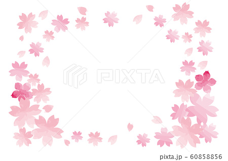 手書き水彩画風 桜のフレームのイラスト素材