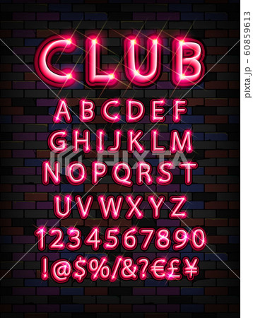 Pink neon tube alphabet font. Pink neon tube alphabet font. 60859613