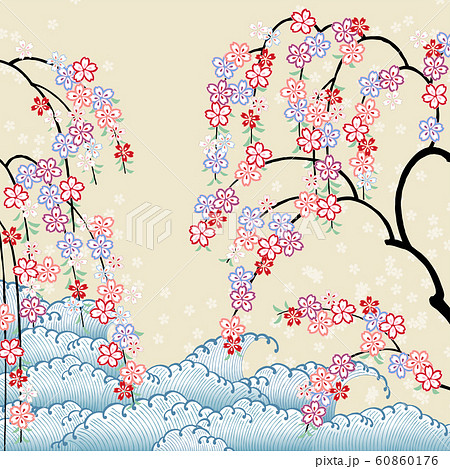 しだれ桜 ベージュのイラスト素材