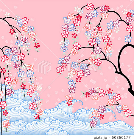 しだれ桜 ピンクのイラスト素材