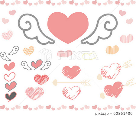 手描きハートセットのイラスト素材