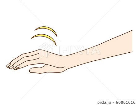 手をかざす女性の手元のイラスト素材