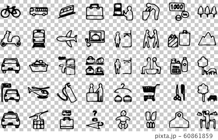 Hand drawn icon set {40} Vehicles and public institutions Hand drawn icon set {40} Vehicles and public institutions 60861859