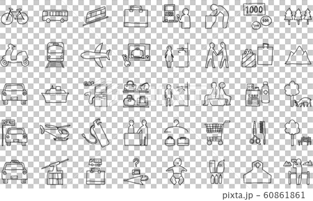 手工繪製的圖標集{40}車輛和公共機構 手工繪製的圖標集{40}車輛和公共機構 60861861