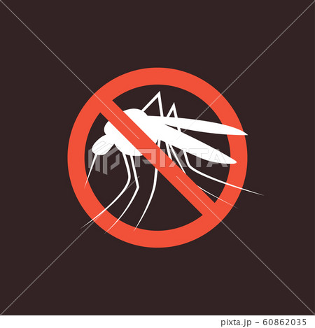 Repellent mosquito stop sign icon. Malaria pest insect anti mosquito warning symbol 60862035