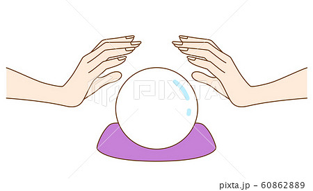 水晶玉で占う女性の手元のイラスト素材