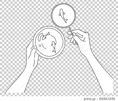 金魚すくいをする女性の手元のイラスト素材 60862890 Pixta