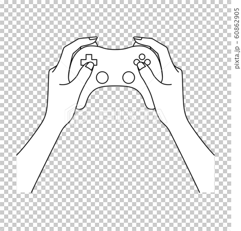 コントローラーを持つ女性の手元のイラスト素材