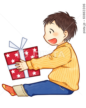 男の子 プレゼント 線画ありのイラスト素材 男の子 プレゼント 線画ありのイラスト素材