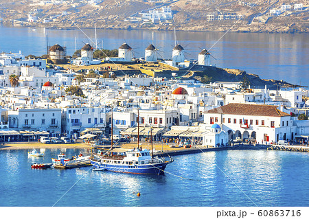 Panoramic view of Mykonos town, Cyclades islands, Greece 60863716