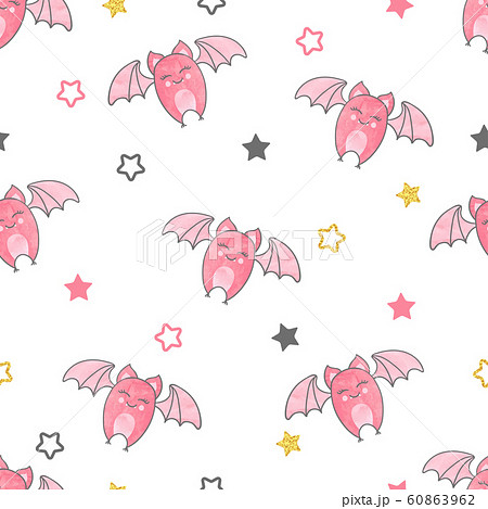 Seamless vector pattern with cute flying bats. Seamless vector pattern with cute flying bats. 60863962