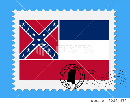 U.S. state of Mississippi Flag with Postage Stamp 60864432