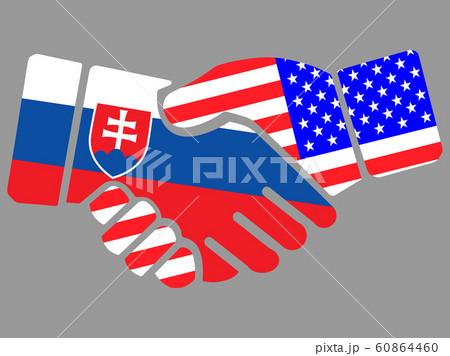 Slovakia Islands and USA flags Handshake vector Slovakia Islands and USA flags Handshake vector 60864460