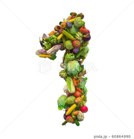 Number 1 from vegetables, 3D rendering 60864990