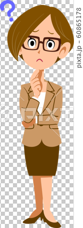 Full body of woman in suit having doubts Full body of woman in suit having doubts 60865178