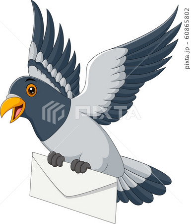 Cartoon funny pigeon delivering letter - Stock Illustration [60865802] -  PIXTA