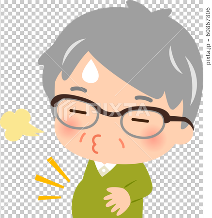 Senior man who became hungry after eating too much 60867806