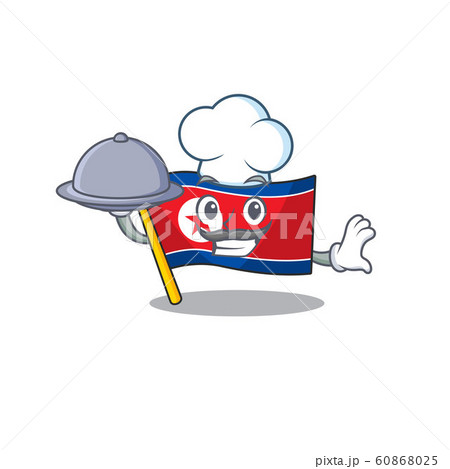 cartoon design flag north korea Scroll as a Chef with food on tray 60868025