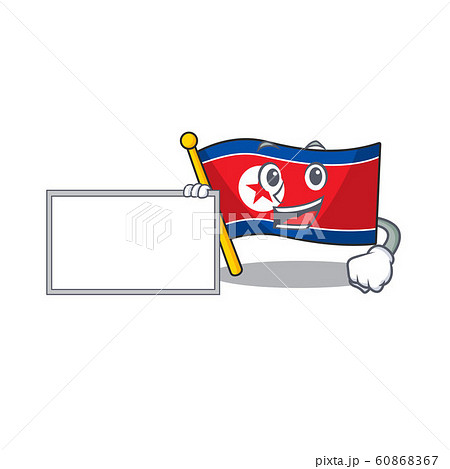 Flag north korea Scroll with board cartoon mascot design style Flag north korea Scroll with board cartoon mascot design style 60868367