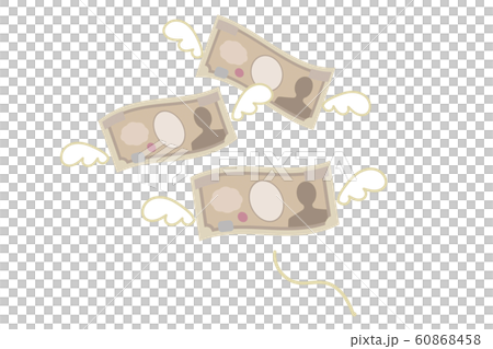 お金を使う、無くなるイメージ（三万円、一万円札3枚） 60868458