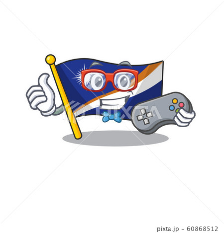 Funny geek gamer flag marshall island Scroll cartoon character style 60868512
