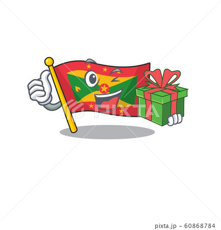 happy face flag grenada Scroll character with gift box happy face flag grenada Scroll character with gift box 60868784