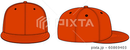 ベースボールキャップ テンプレートイラスト / オレンジ ベースボールキャップ テンプレートイラスト / オレンジ 60869403