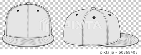 ベースボールキャップ テンプレートイラスト / 白・ホワイト ベースボールキャップ テンプレートイラスト / 白・ホワイト 60869405