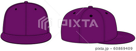 ベースボールキャップ テンプレートイラスト / 紫・パープル ベースボールキャップ テンプレートイラスト / 紫・パープル 60869409