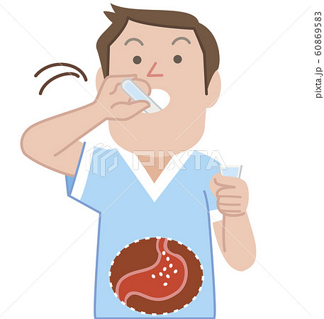 発泡剤を飲む男性 60869583