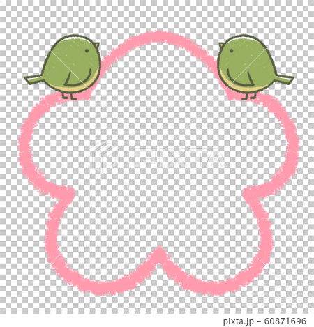 兩個鶯和梅花線畫框頂部 兩個鶯和梅花線畫框頂部 60871696