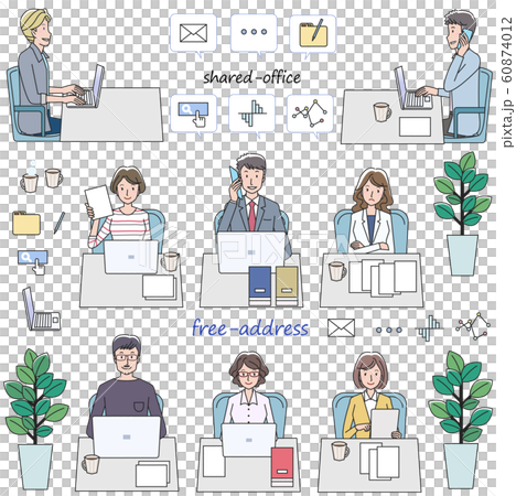 Shared office desk work set 60874012