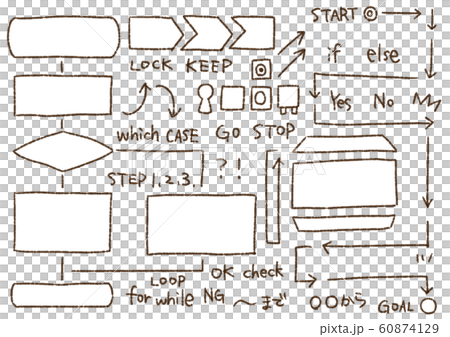 手描き風 フロー図 いろいろのイラスト素材