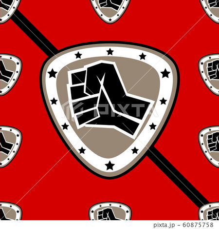 Seamless Texture Pattern MMA logo fist presswall. Vector, EPS. 60875758