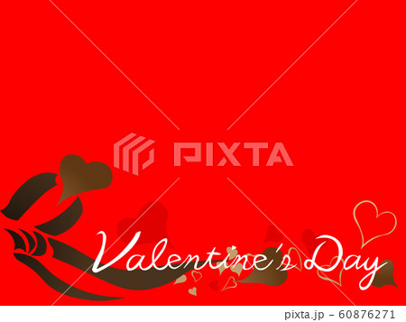 バレンタインデーリボン付きハートフレーム背景（赤色） 60876271